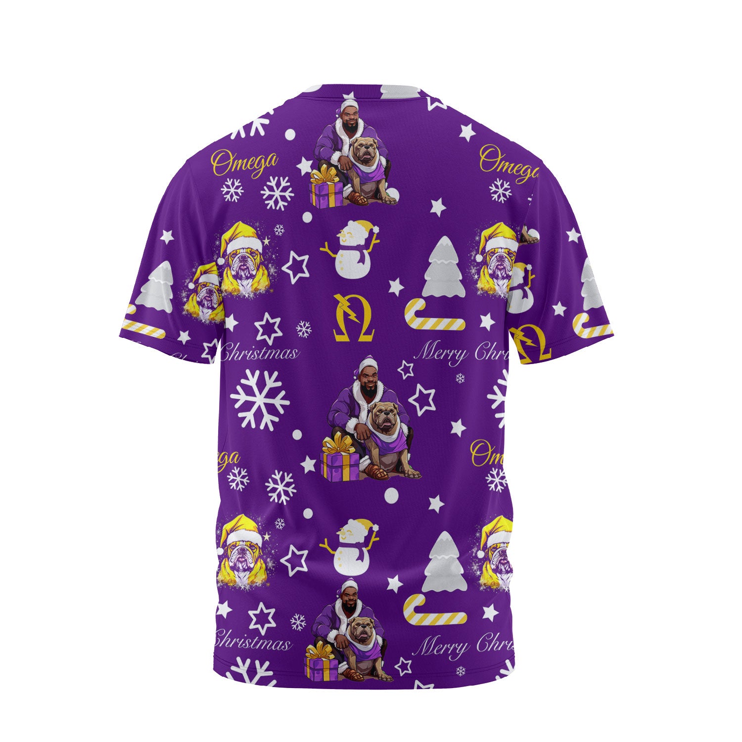 Fraternity T Shirt - OPP Christmas T Shirt Bulldog Purple Pattern Style