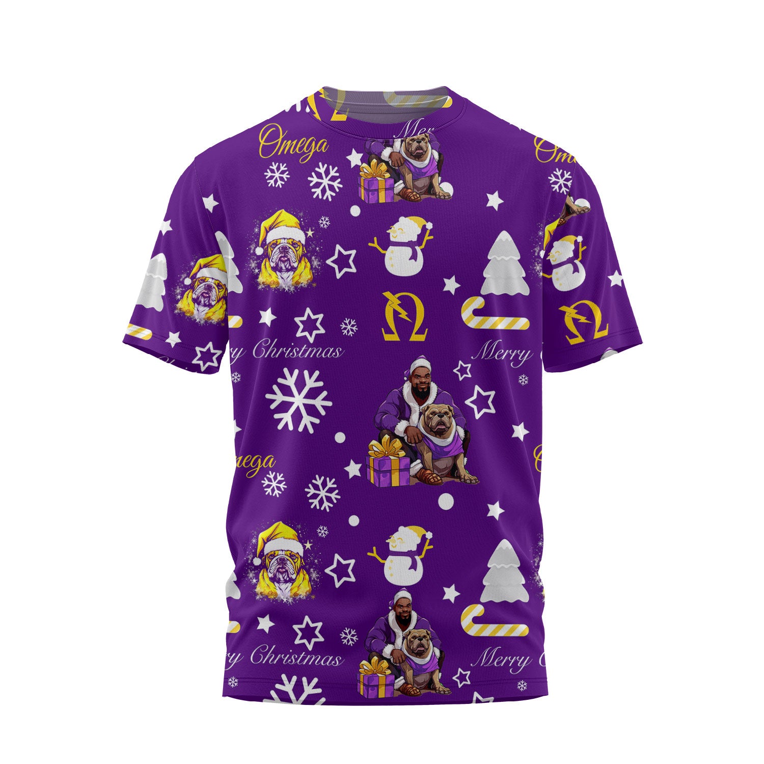 Fraternity T Shirt - OPP Christmas T Shirt Bulldog Purple Pattern Style