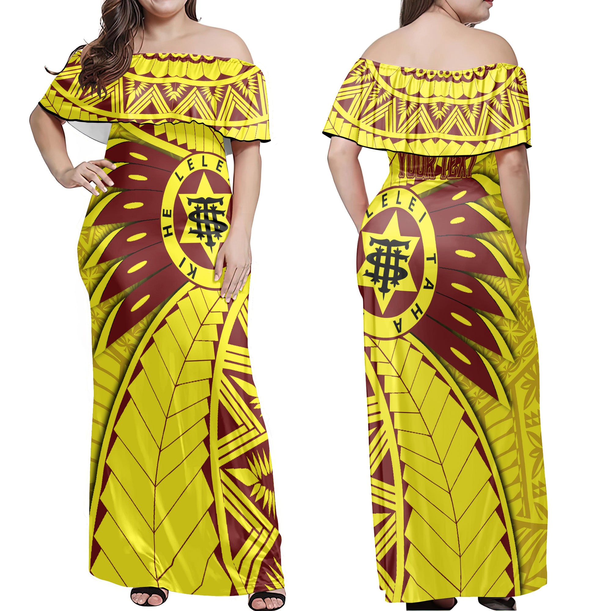 Custom Tonga High School Hawaiian Dress & Polo Matching Couple Tonga Golden Style