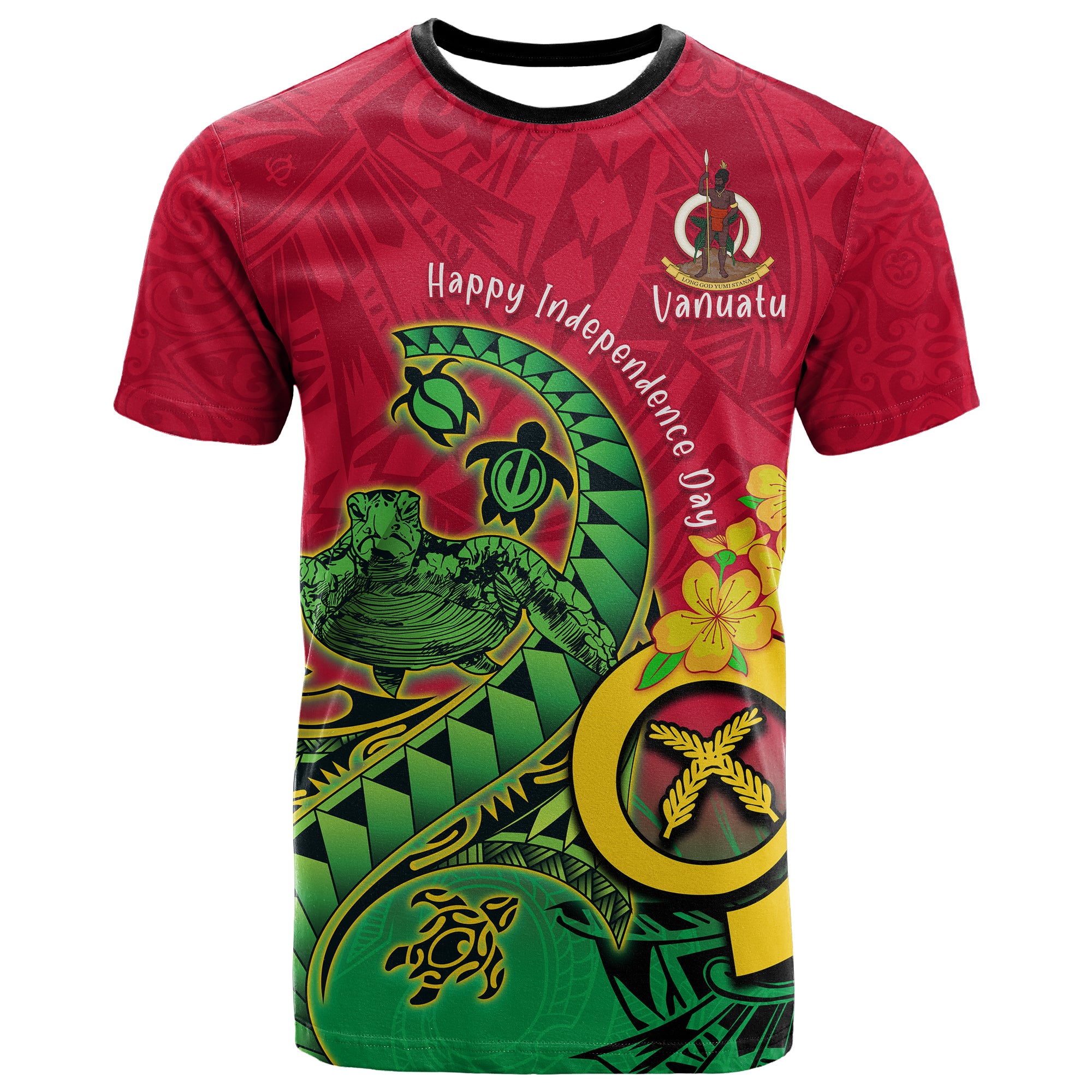 Vanuatu T Shirt Polynesian Happy Independence Day Fresh Life Turtle Wave - LH1