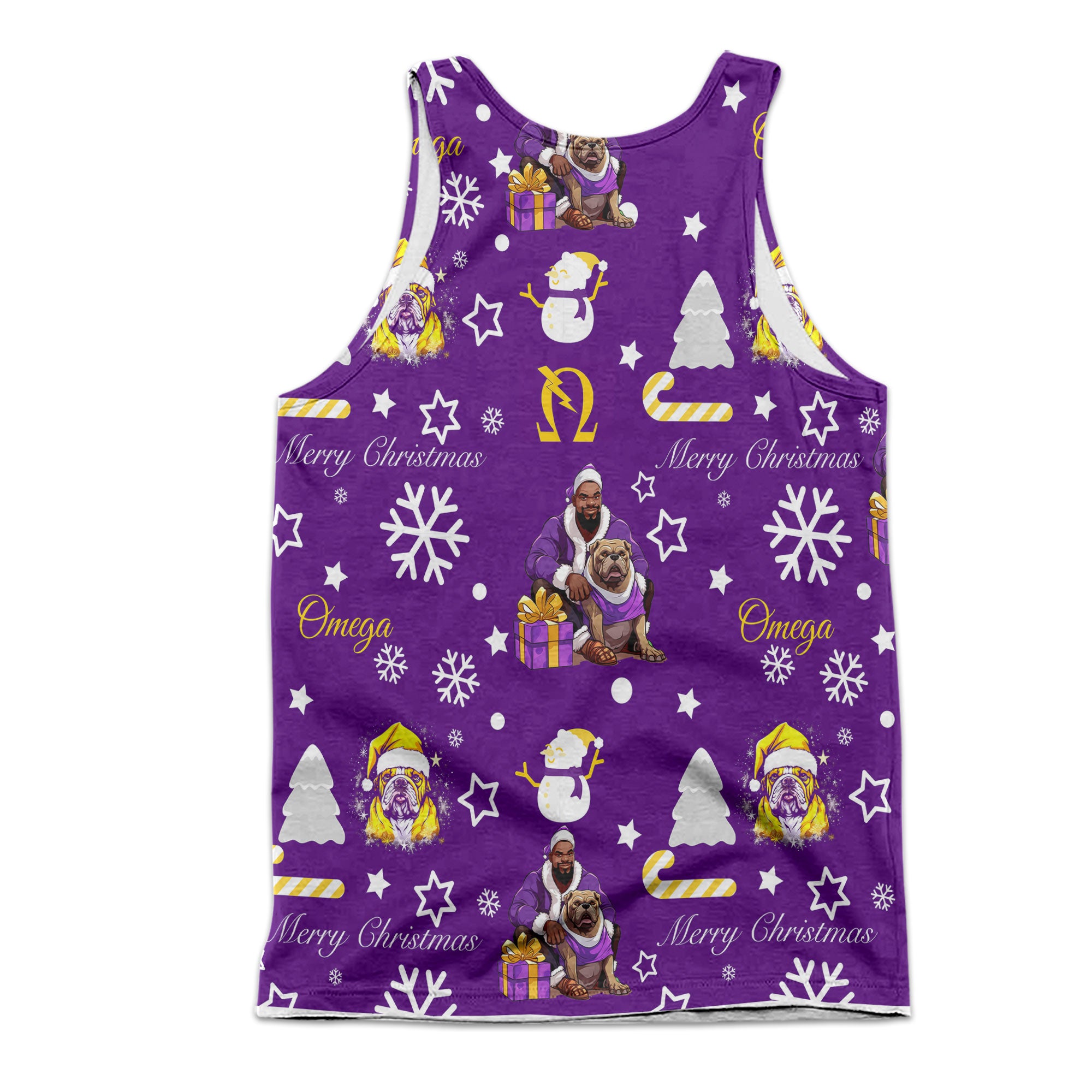 Fraternity Tank Top - OPP Christmas Men Tank Top Bulldog Purple Pattern Style