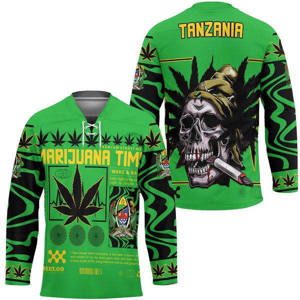 Tanzania Hockey Jersey Flag & Coat Of Arms Marijuanas Style