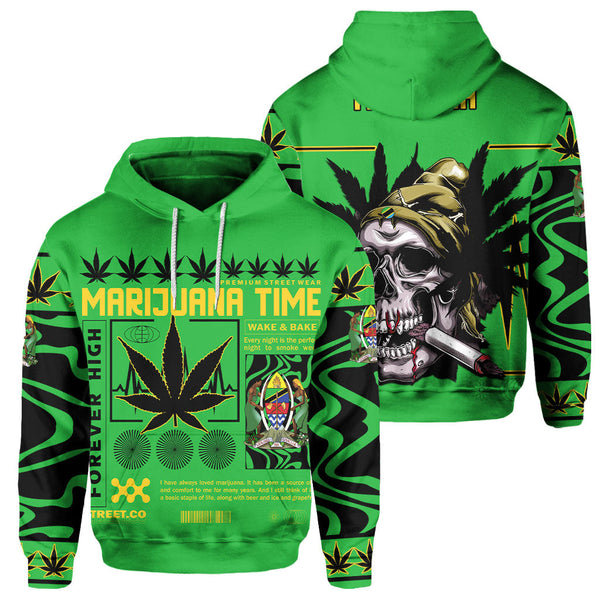 Tanzania Hoodie Flag & Coat Of Arms Marijuanas Style