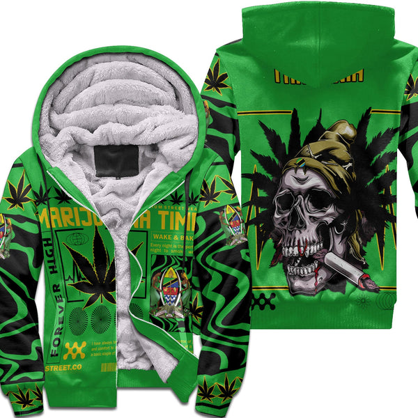 Tanzania Sherpa Hoodie Flag & Coat Of Arms Marijuanas Style