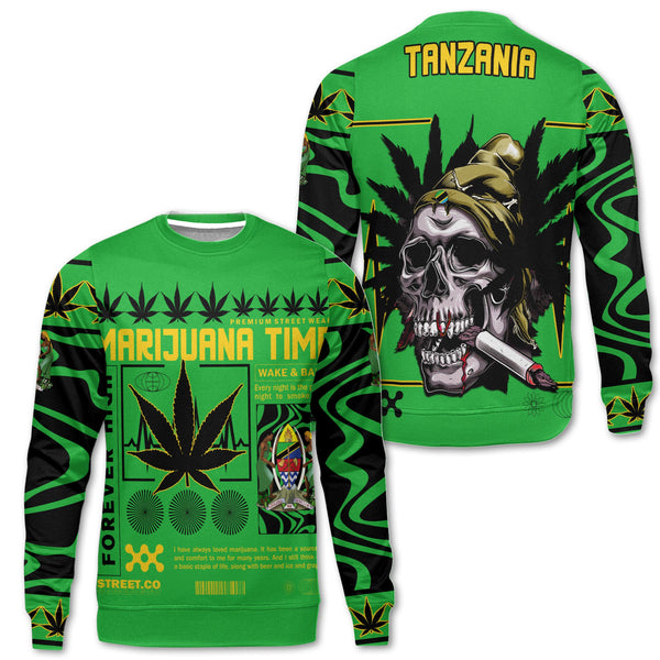 Tanzania Sweatshirt Flag & Coat Of Arms Marijuanas Style