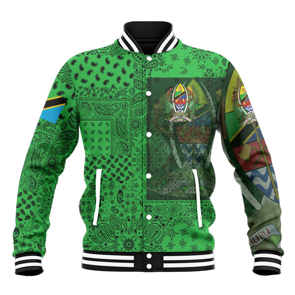 Tanzania Baseball Jacket Paisley Flag And Skull Style 2