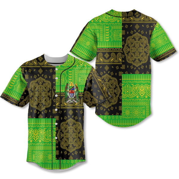 Tanzania Baseball Jersey Flag And Paisley Basic Style 1