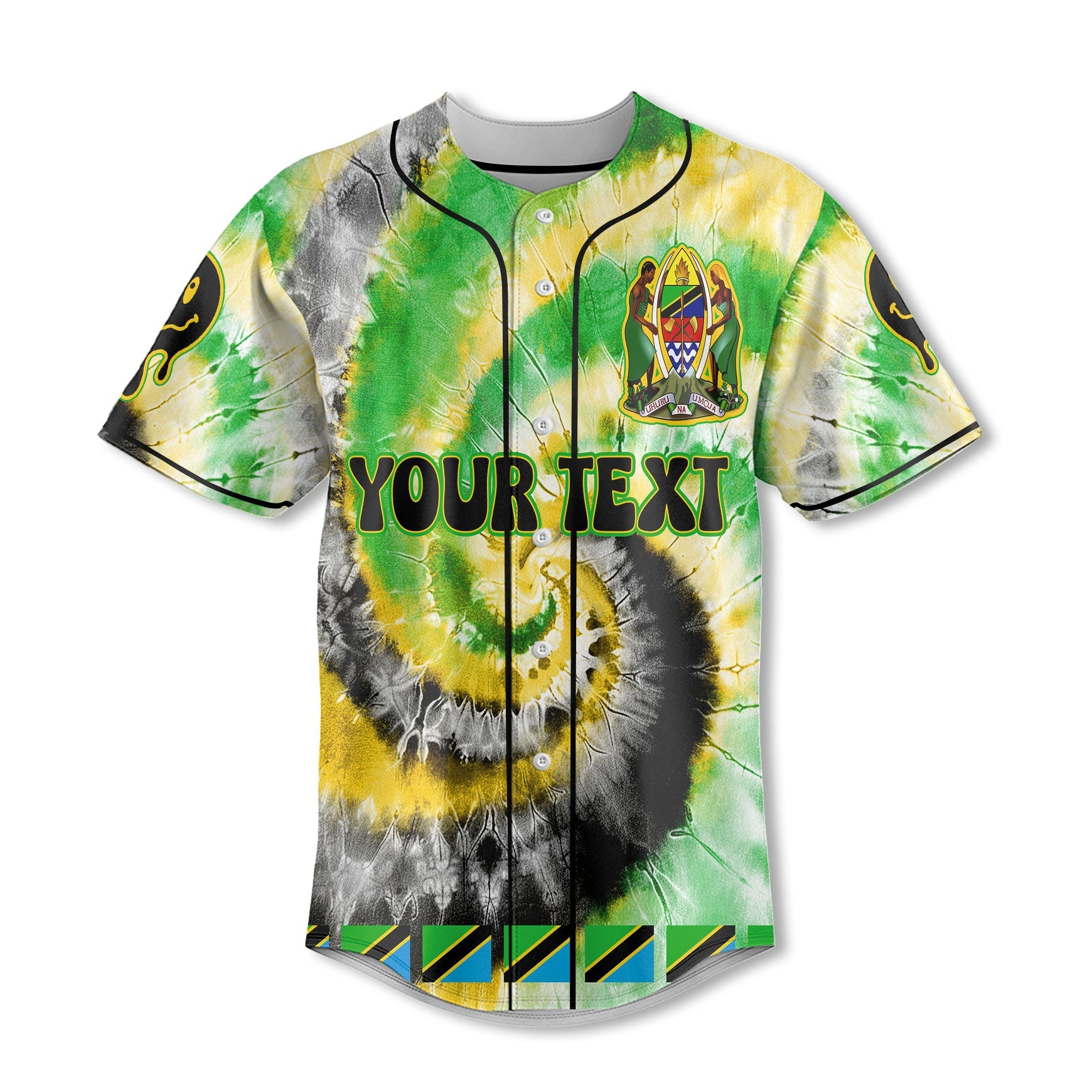 Tanzania Baseball Jersey Custom Tie Dye Style 2