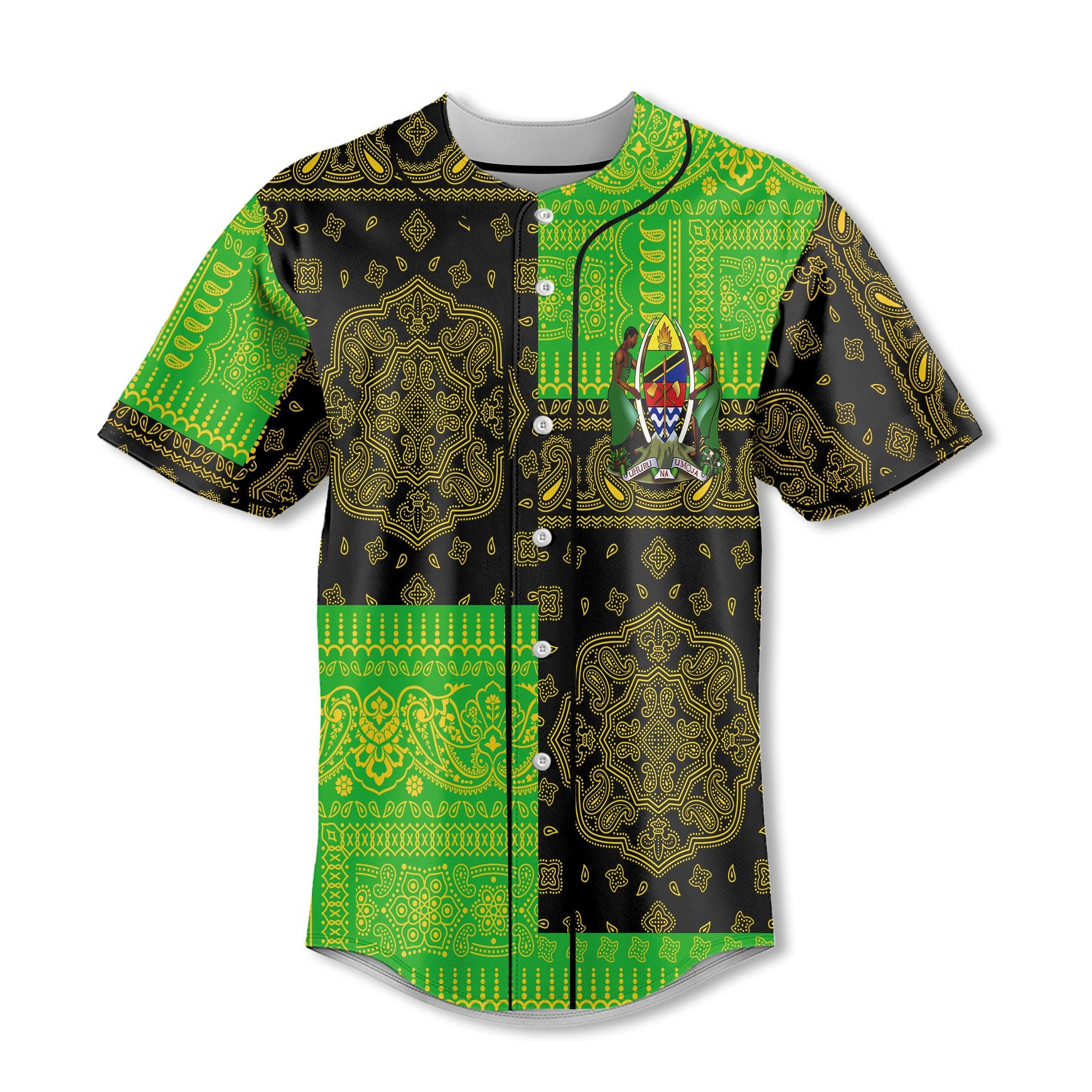 Tanzania Baseball Jersey Flag And Paisley Basic Style 2