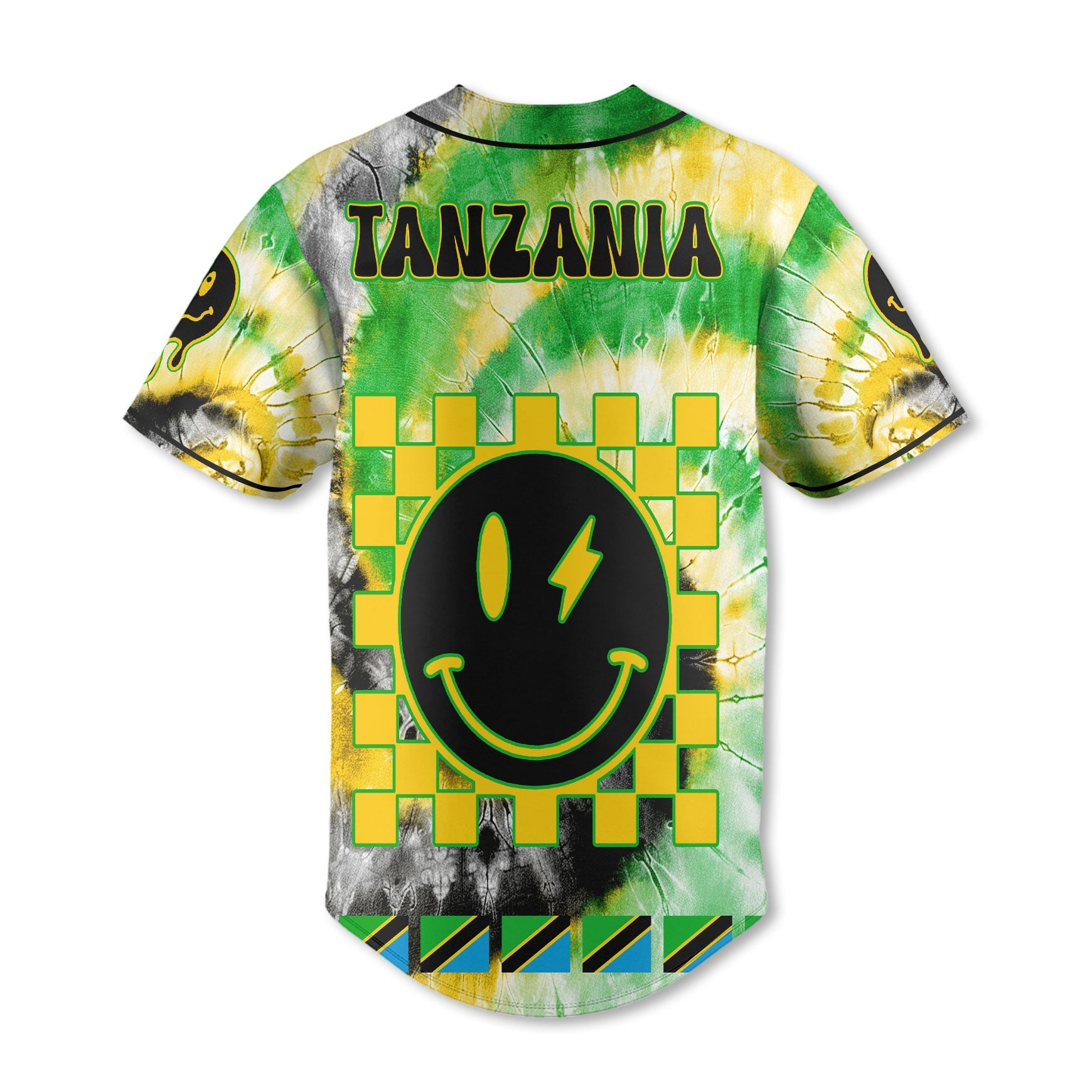 Tanzania Baseball Jersey Custom Tie Dye Style 3