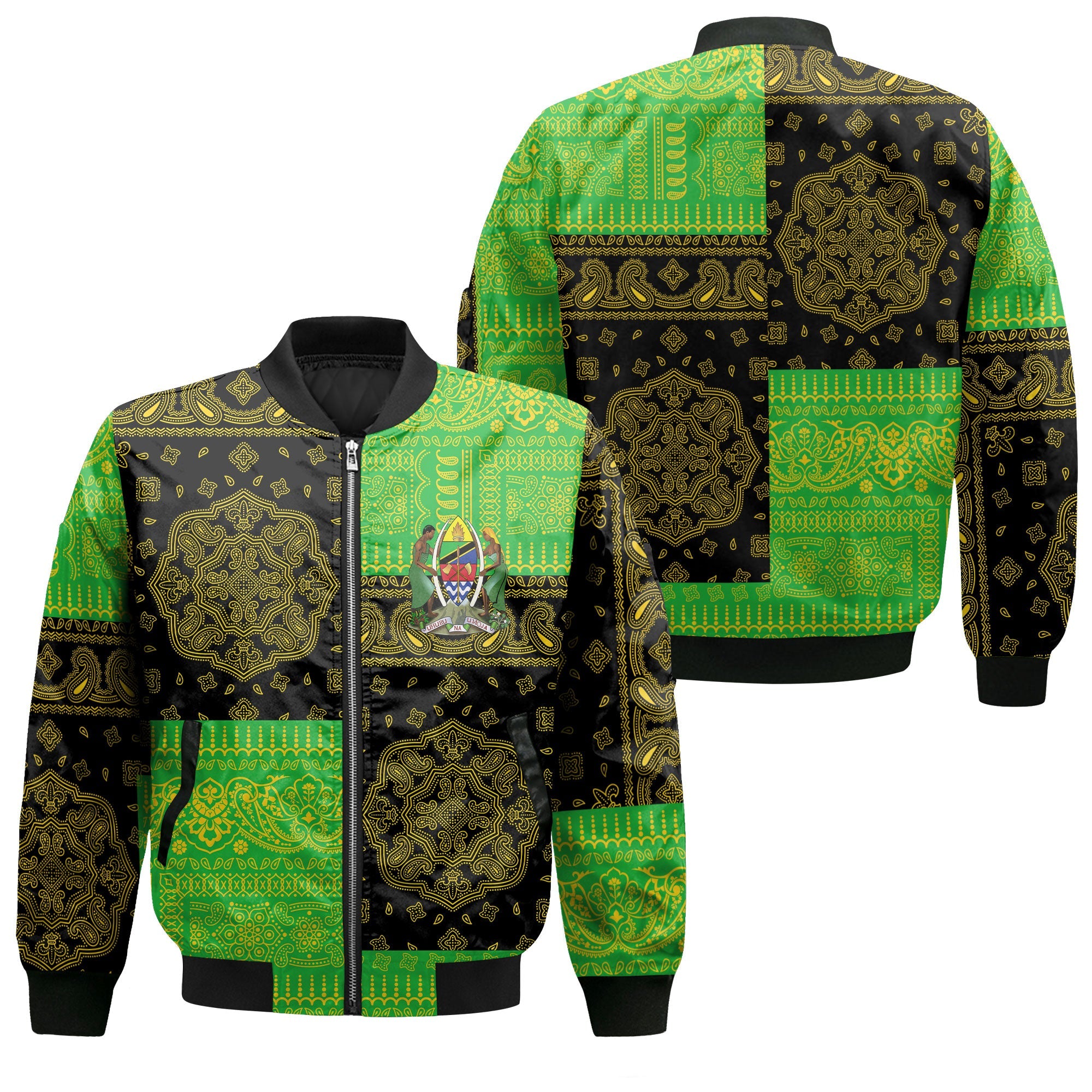 Tanzania Bomber Jacket Flag And Paisley Basic Style 1