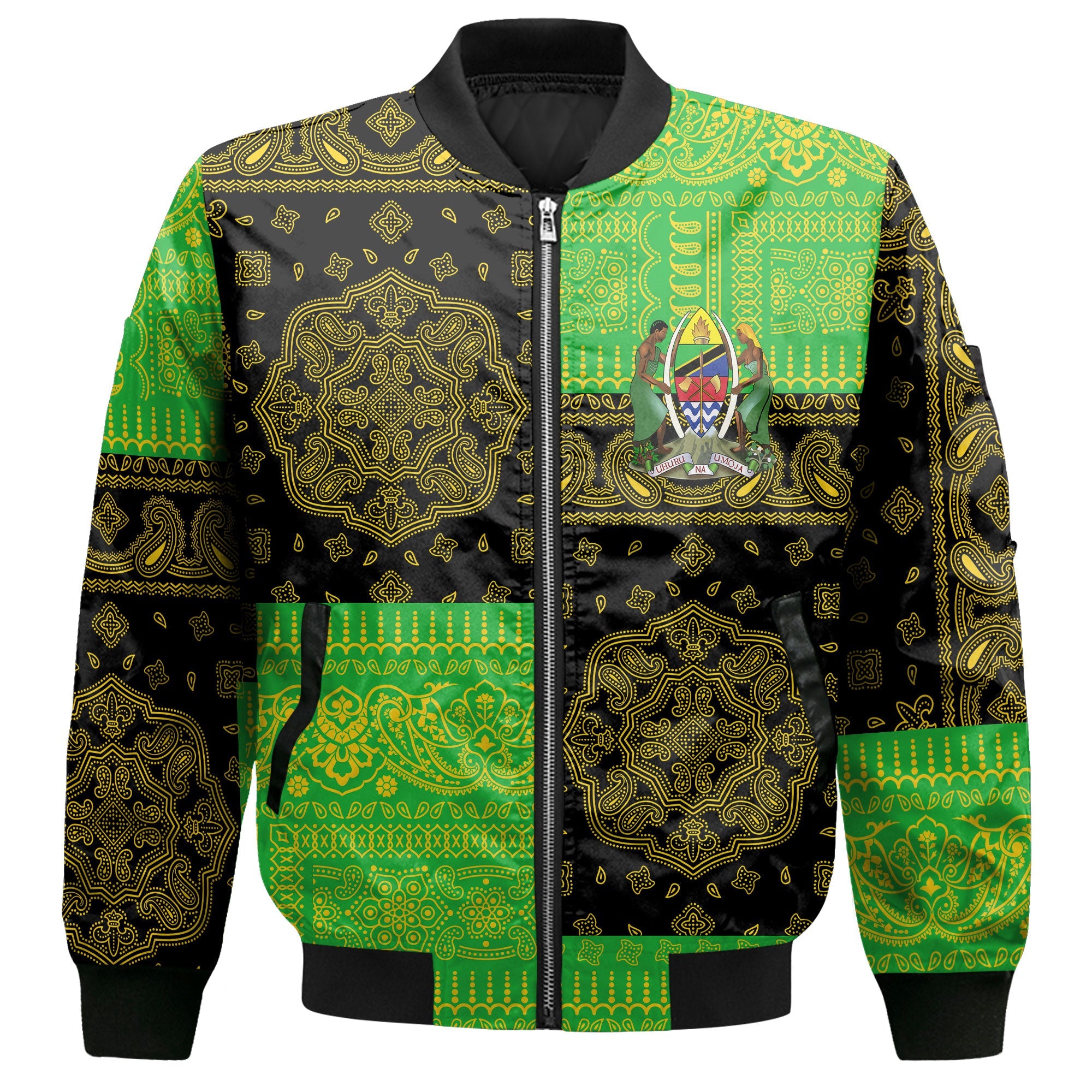 Tanzania Bomber Jacket Flag And Paisley Basic Style 2