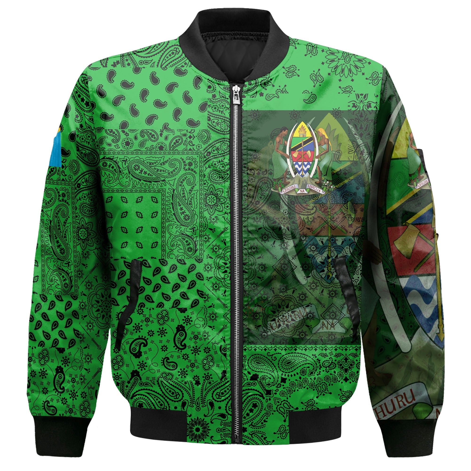 Tanzania Bomber Jacket Paisley Flag And Skull Style 2