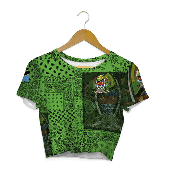 Tanzania Croptop T Shirt Paisley Flag And Skull Style 1