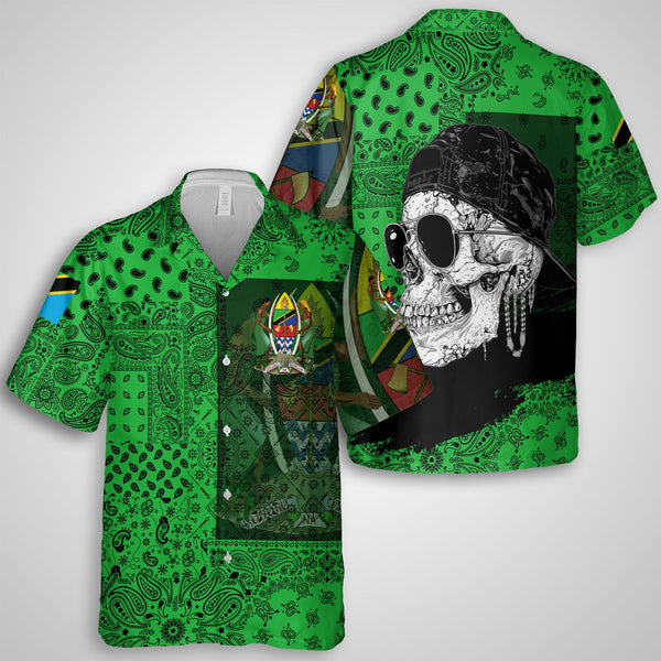 Tanzania Hawaiian Shirt Paisley Flag And Skull Style 1