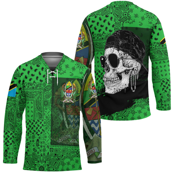 Tanzania Hockey Jersey Paisley Flag And Skull Style 1