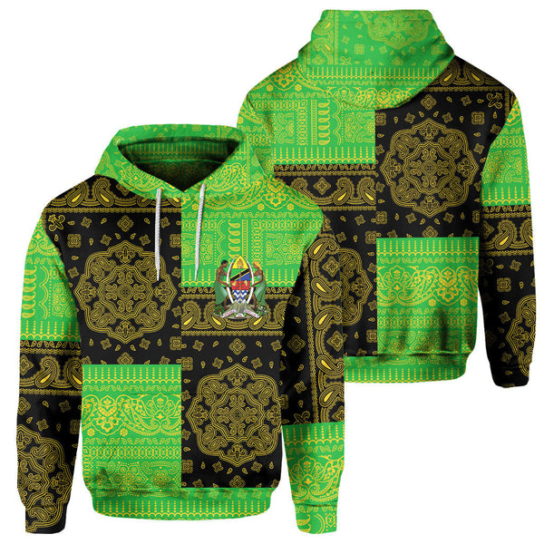 Tanzania Hoodie Flag And Paisley Basic Style 1