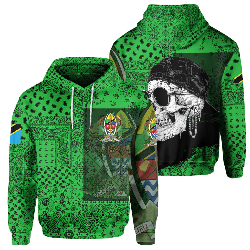 Tanzania Hoodie Paisley Flag And Skull Style 1