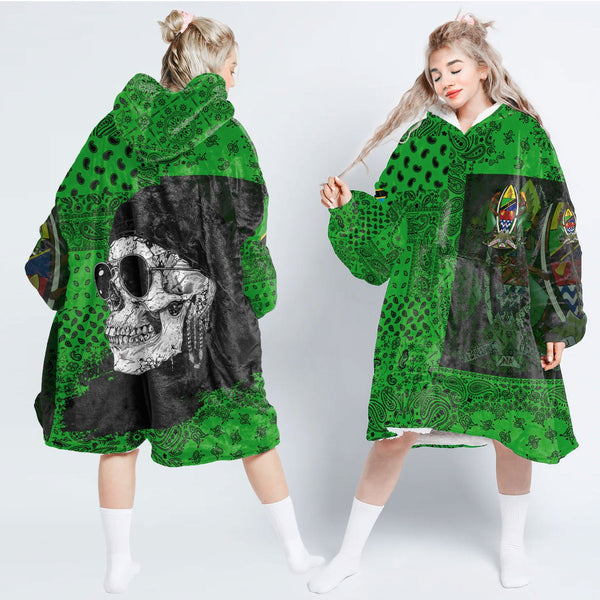 Tanzania Hoodie Blanket Paisley Flag And Skull Style 1