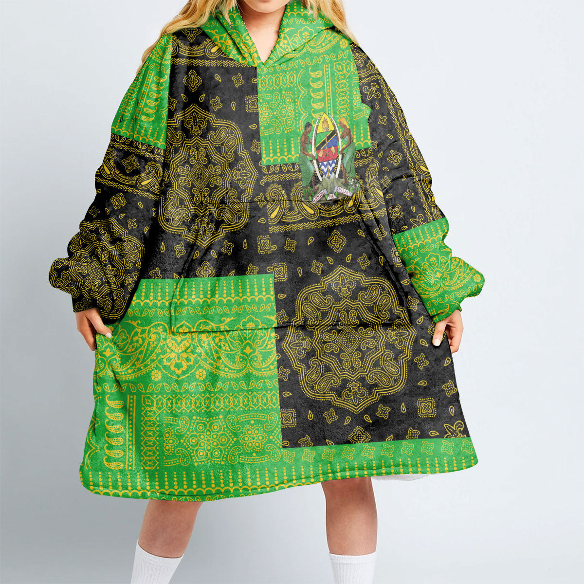 Tanzania Hoodie Blanket Flag And Paisley Basic Style 2