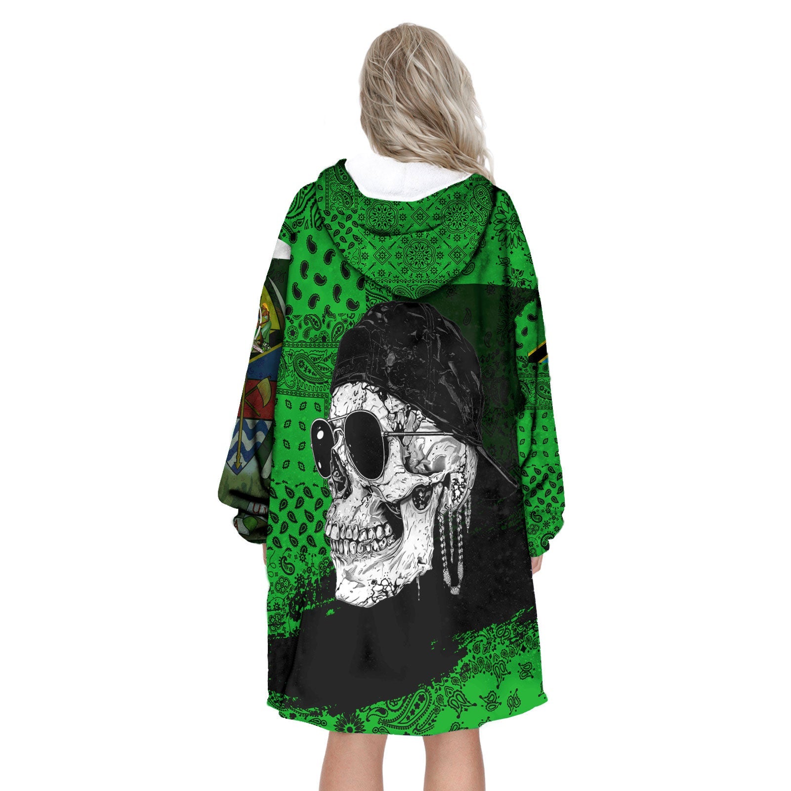 Tanzania Hoodie Blanket Paisley Flag And Skull Style 3