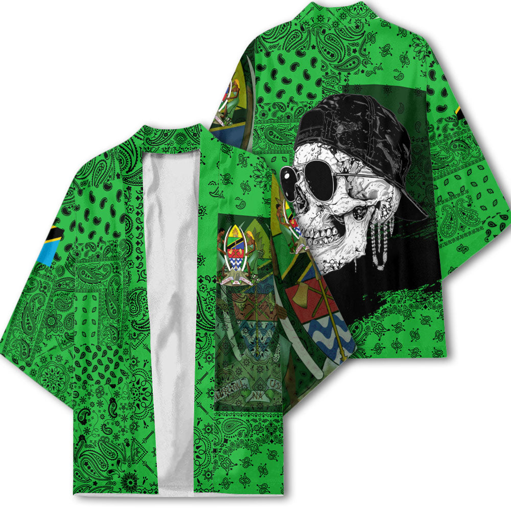 Tanzania Kimono Paisley Flag And Skull Style 2