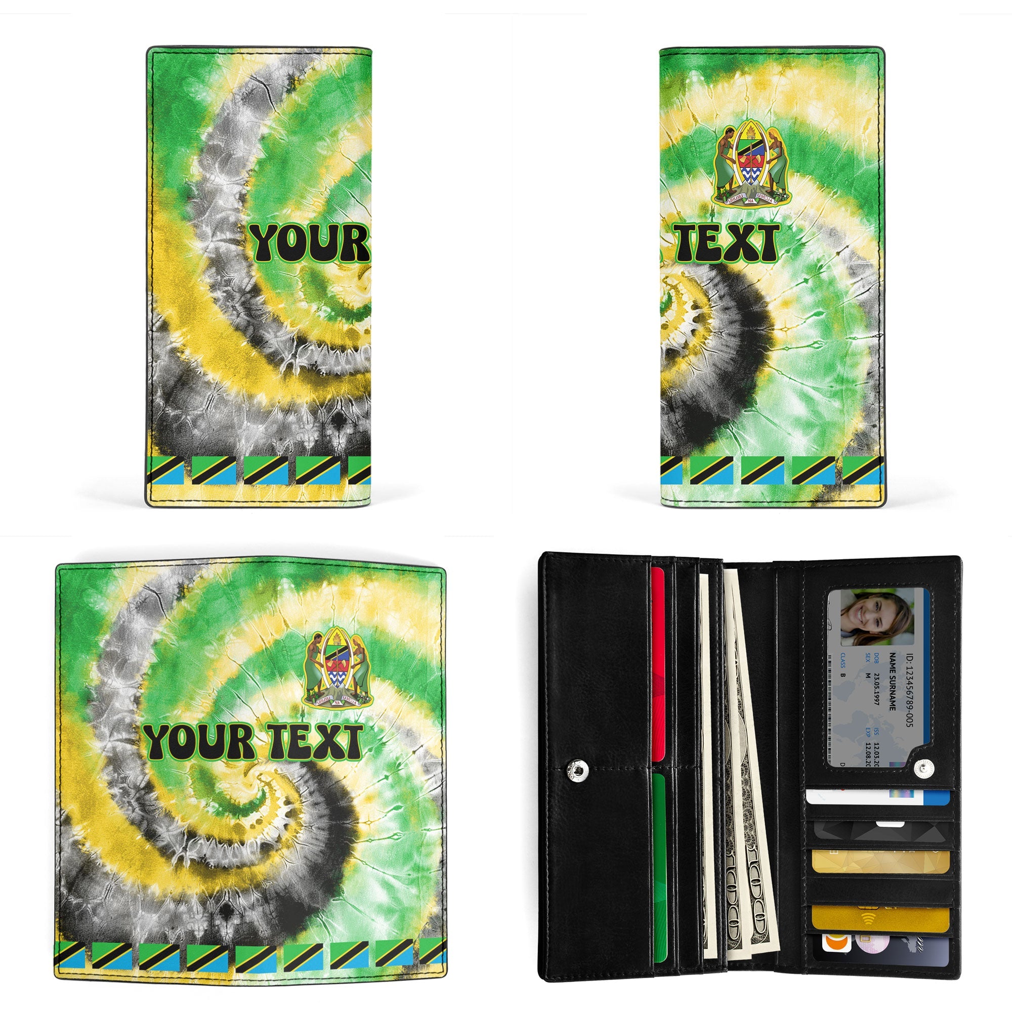 Tanzania Leather Wallet Custom Tie Dye Style 3