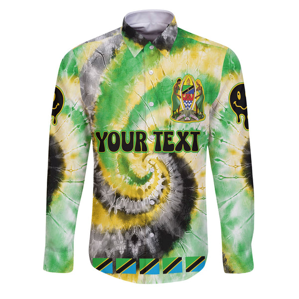 Tanzania Long Sleeve Button Shirt Custom Tie Dye Style 1