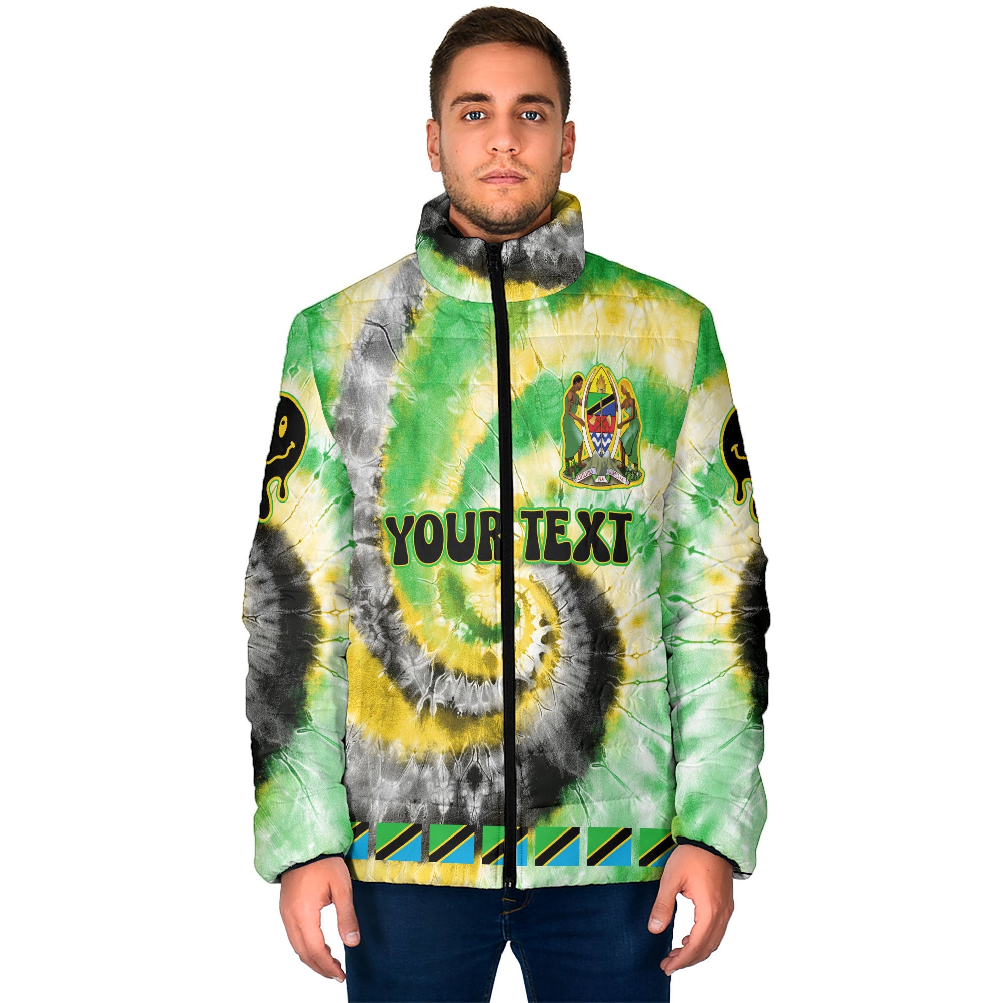 Tanzania Men Padded Jacket Custom Tie Dye Style 1