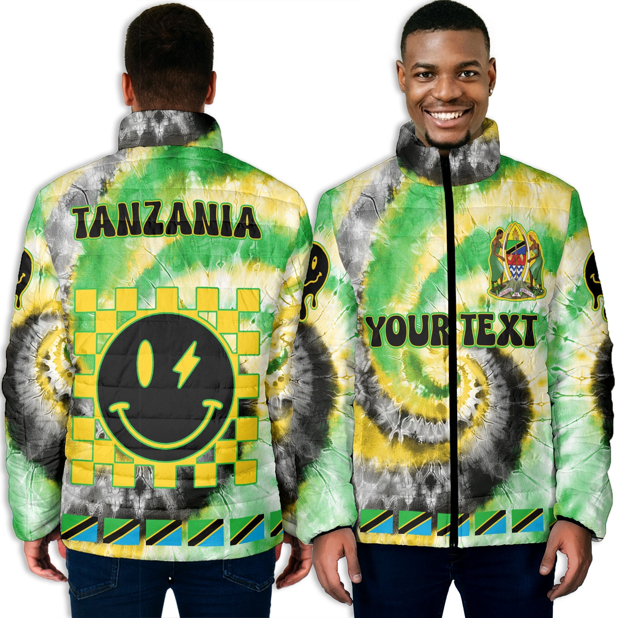 Tanzania Men Padded Jacket Custom Tie Dye Style 3