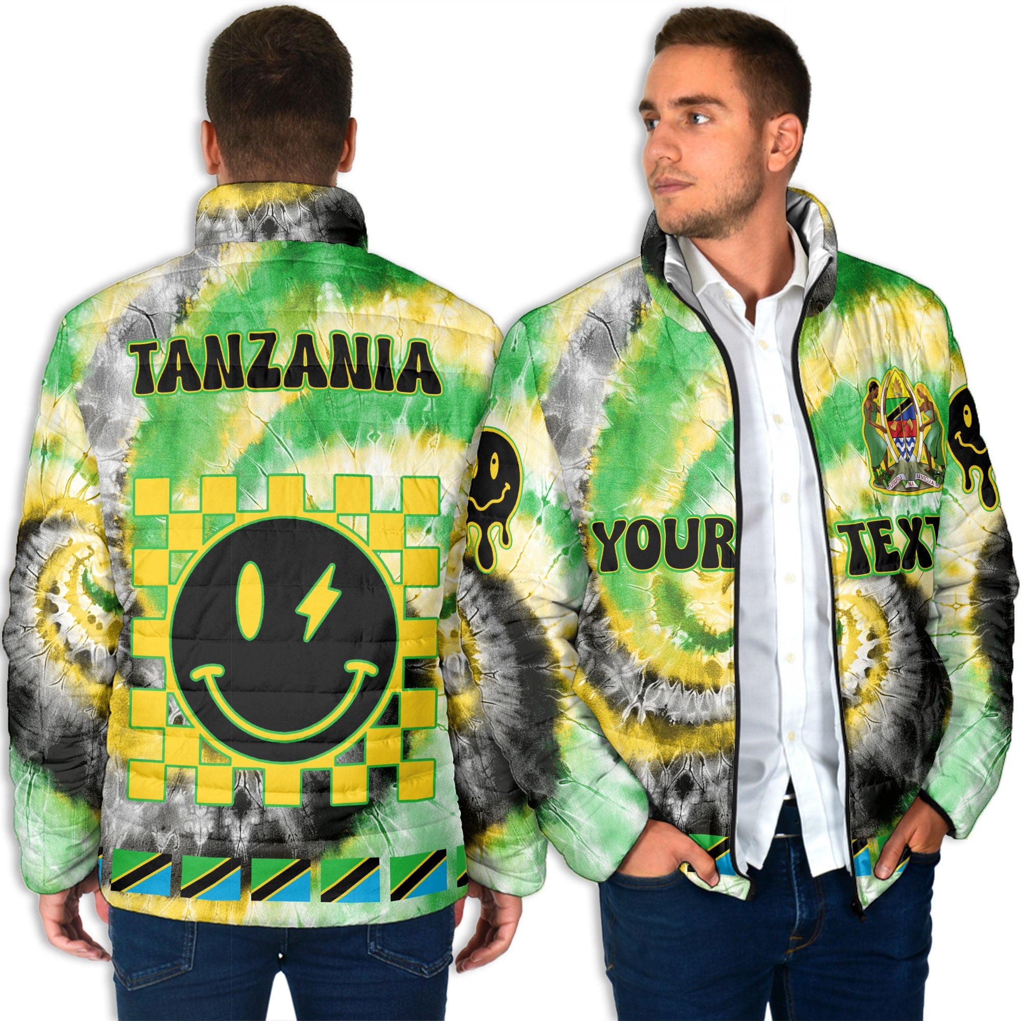 Tanzania Men Padded Jacket Custom Tie Dye Style 4