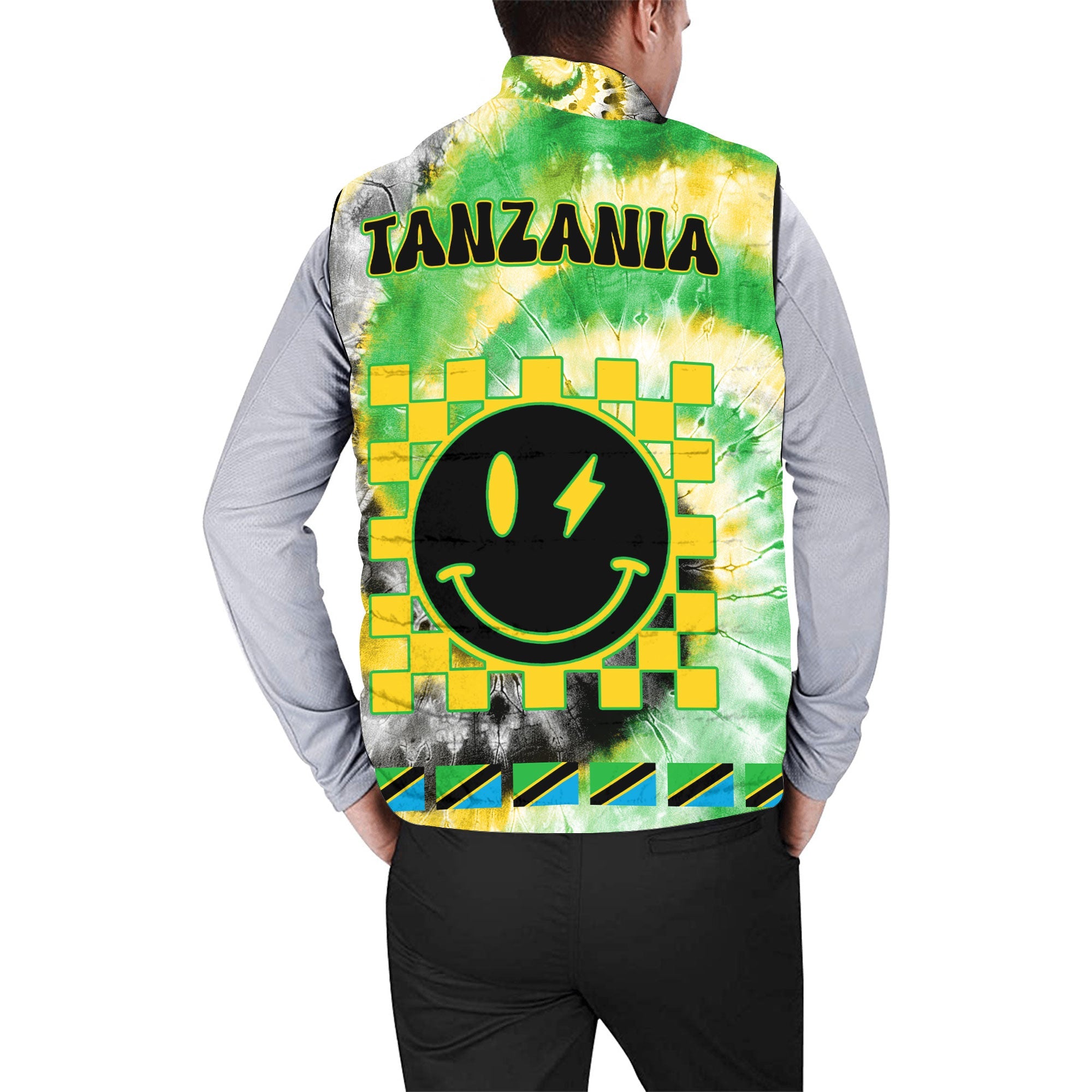 Tanzania Men Padded Jacket Vest Custom Tie Dye Style 2