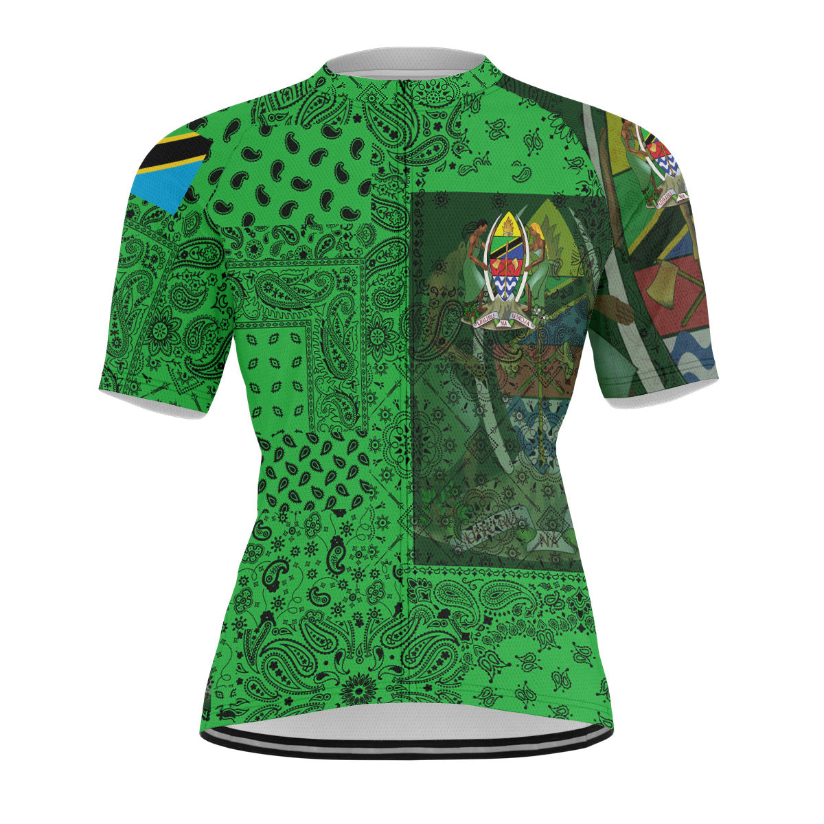 Tanzania Men Cycling Jersey Paisley Flag And Skull Style 1