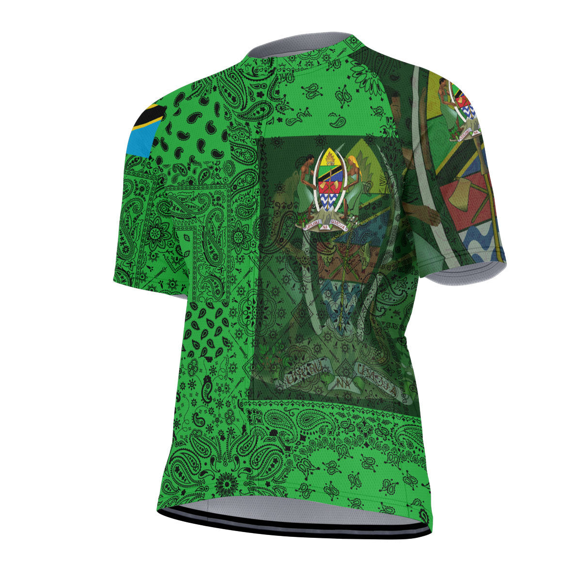 Tanzania Men Cycling Jersey Paisley Flag And Skull Style 2