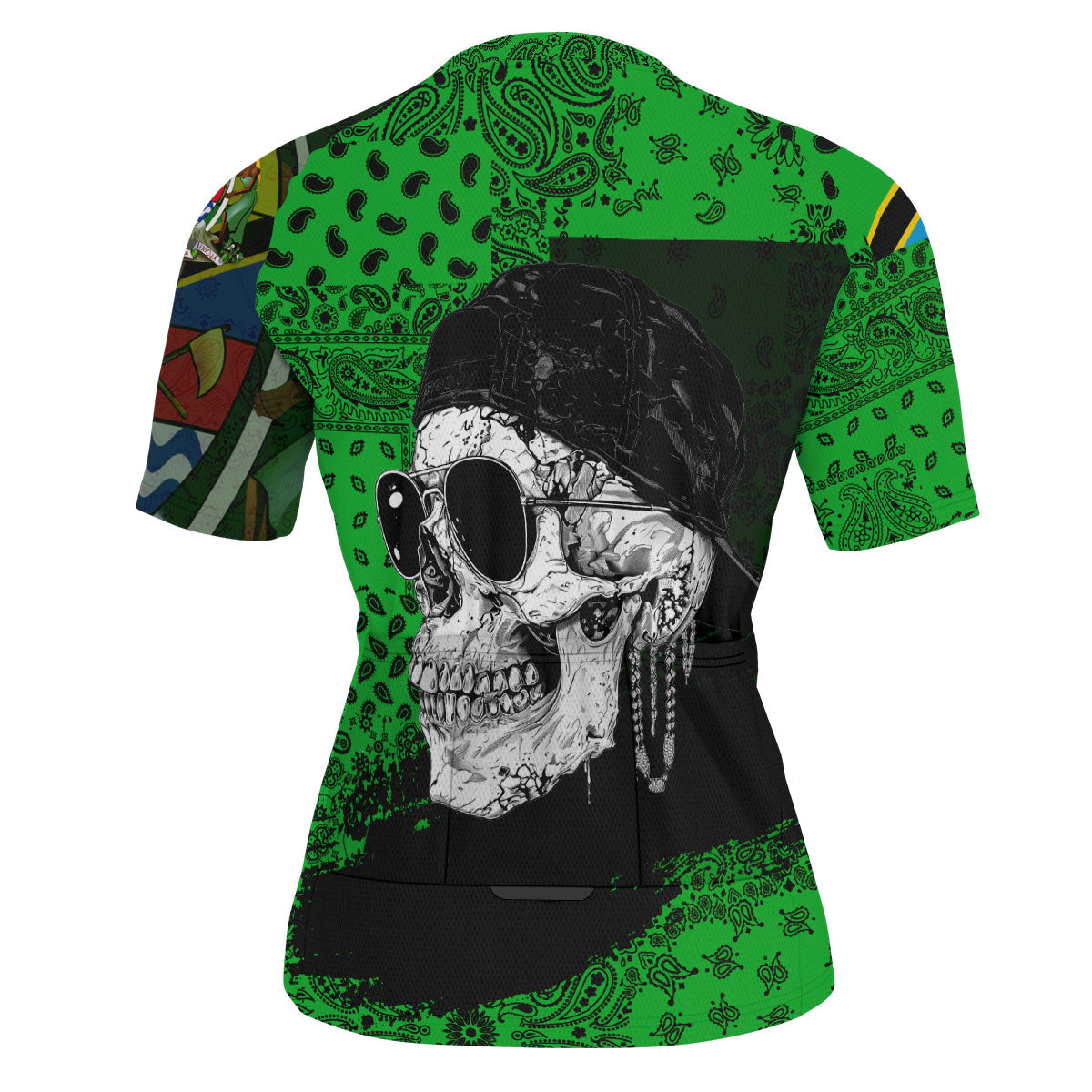 Tanzania Men Cycling Jersey Paisley Flag And Skull Style 3