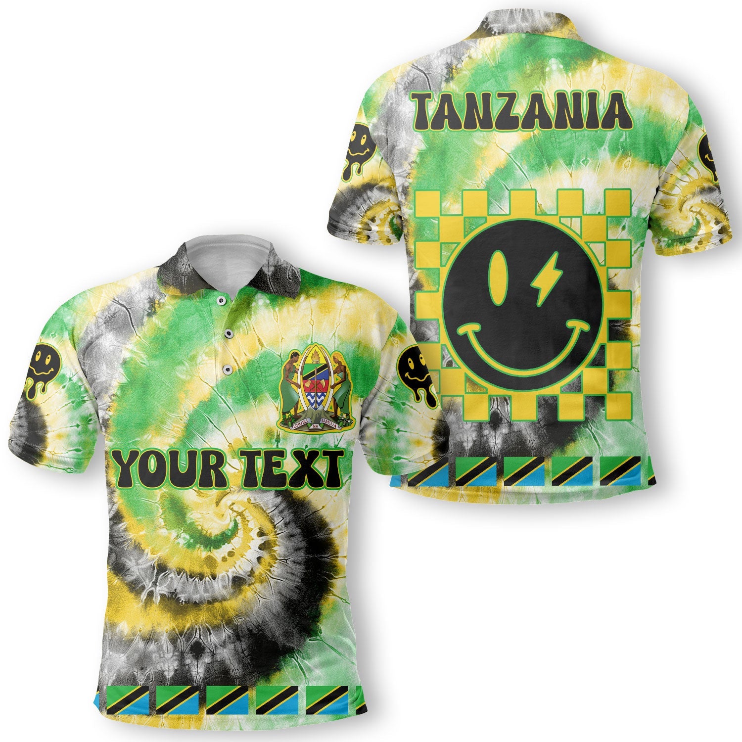 Tanzania Polo Shirt Custom Tie Dye Style 1