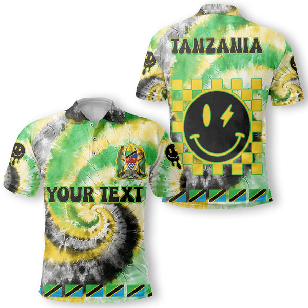 Tanzania Polo Shirt Custom Tie Dye Style 1