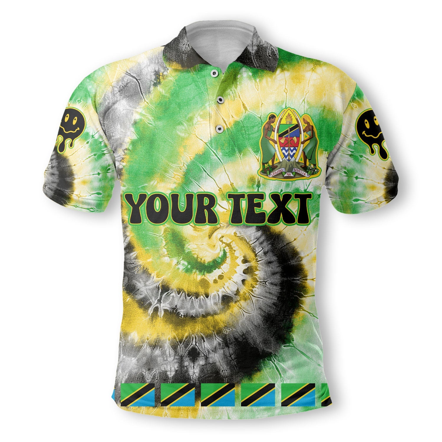 Tanzania Polo Shirt Custom Tie Dye Style 2