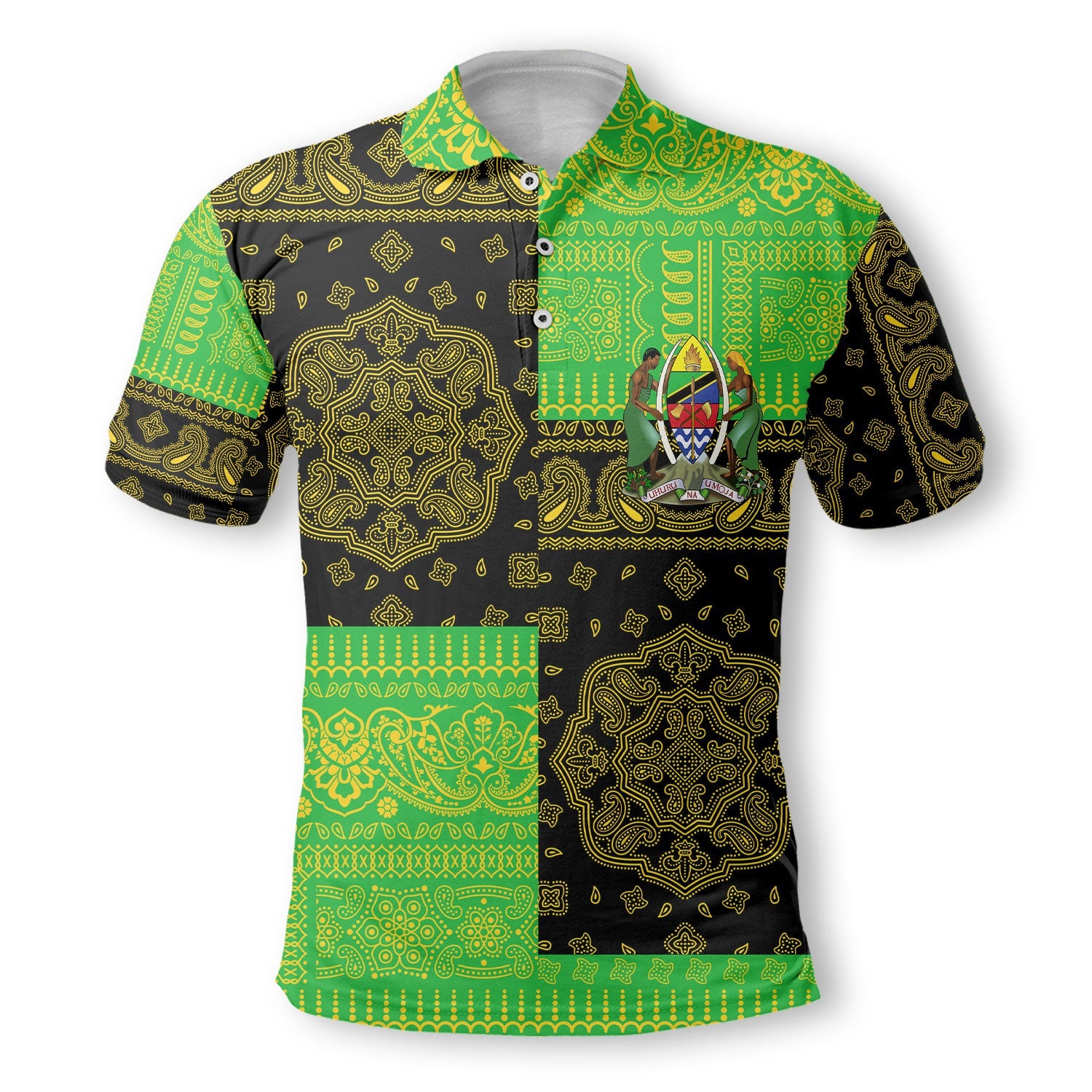 Tanzania Polo Shirt Flag And Paisley Basic Style 2