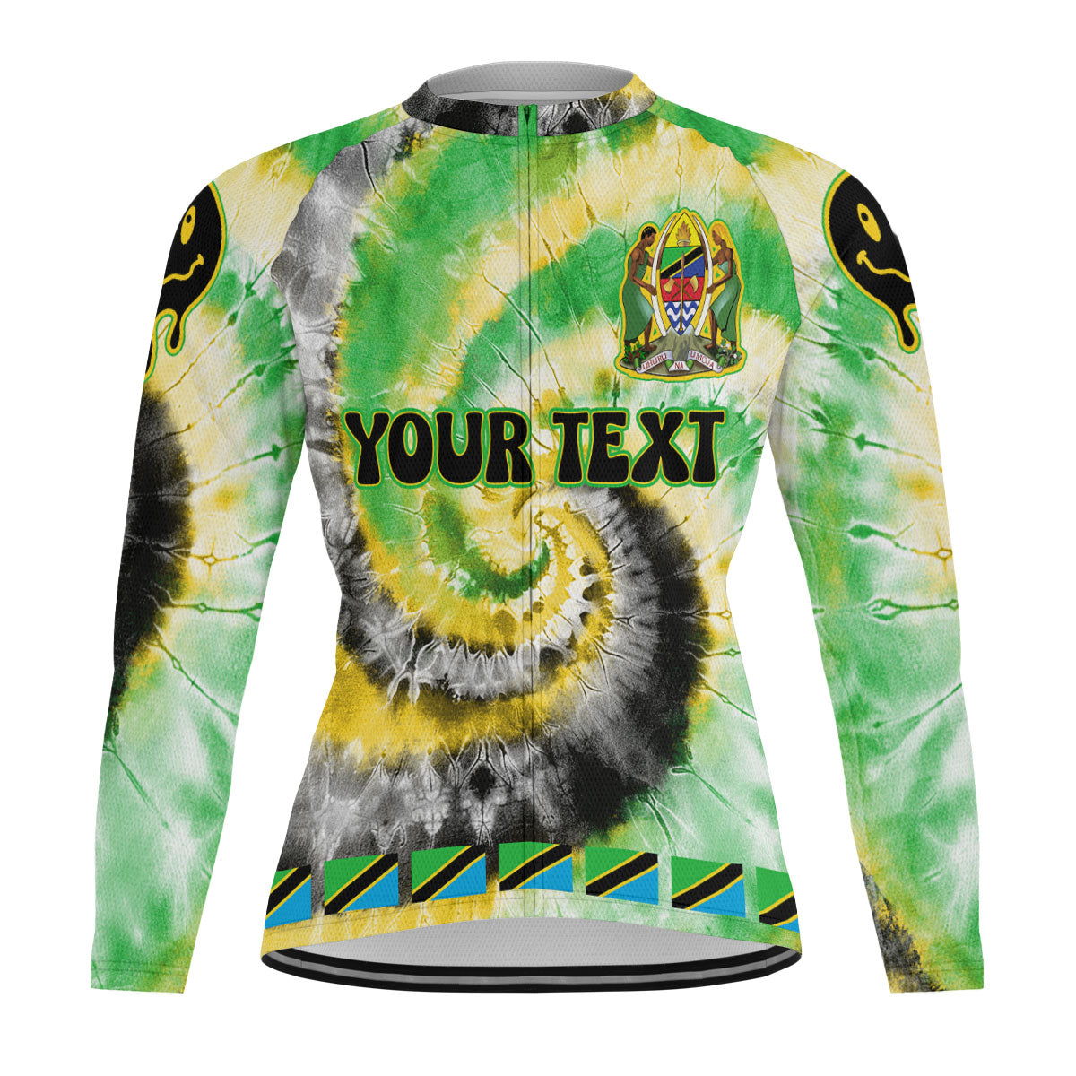 Tanzania Raglan Men Cycling Jersey Long Sleeve Custom Tie Dye Style 2