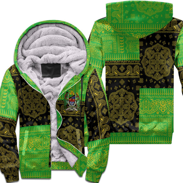 Tanzania Sherpa Hoodie Flag And Paisley Basic Style 1