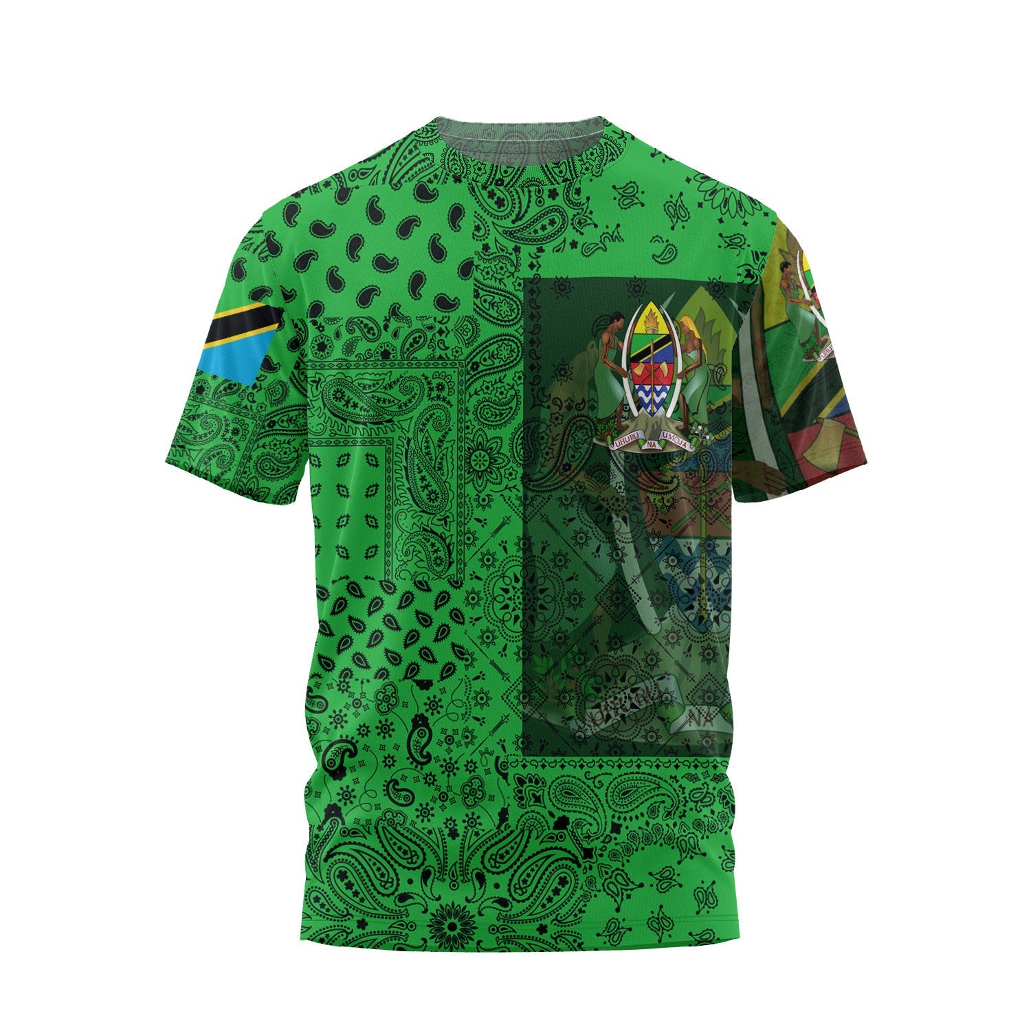 Tanzania T Shirt Paisley Flag And Skull Style 1