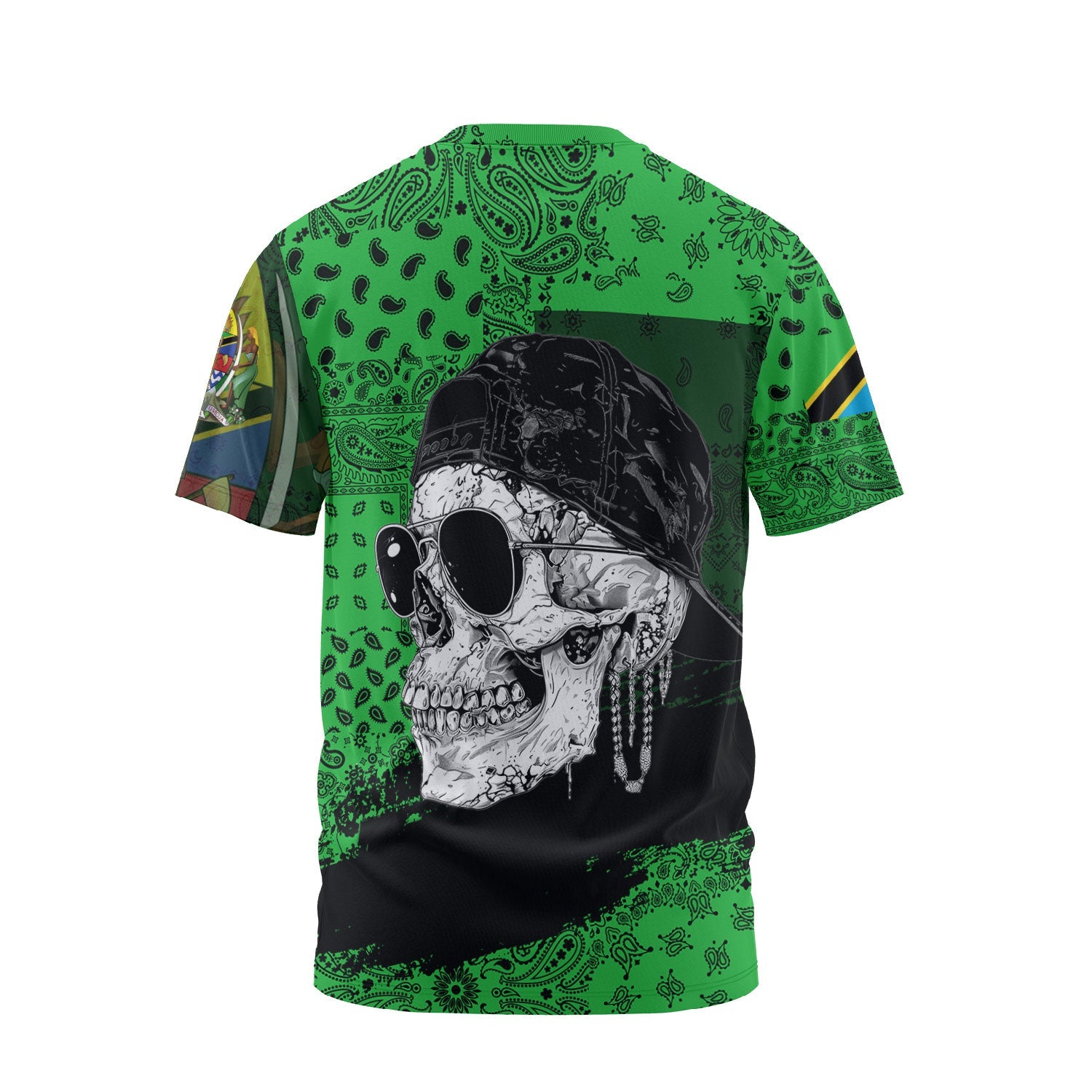 Tanzania T Shirt Paisley Flag And Skull Style 2