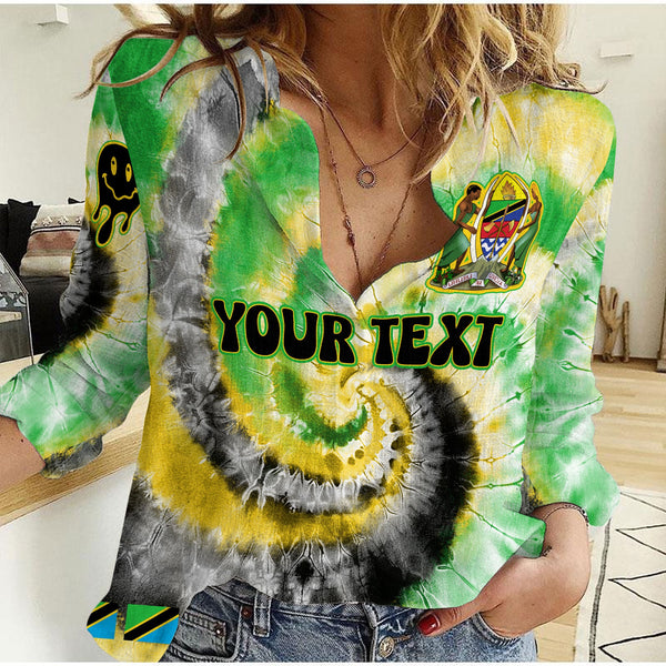 Tanzania Women Casual Shirt Custom Tie Dye Style 1