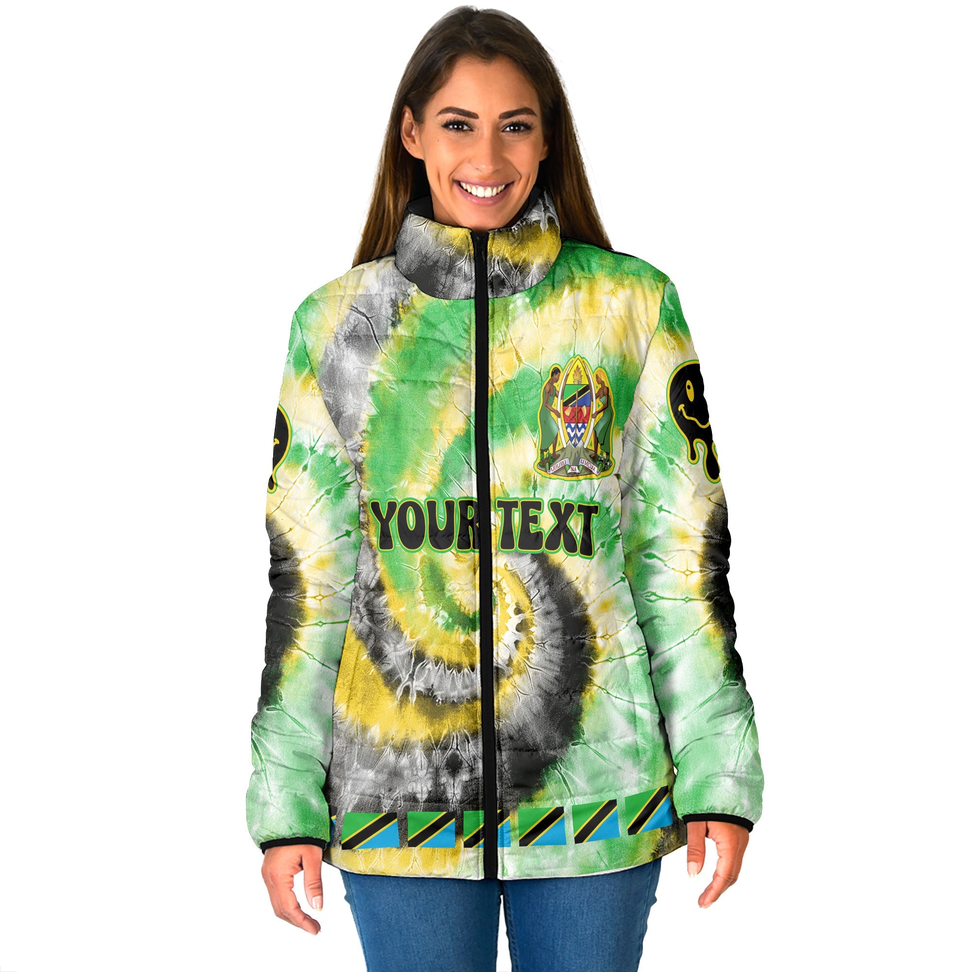 Tanzania Women Padded Jacket Custom Tie Dye Style 1