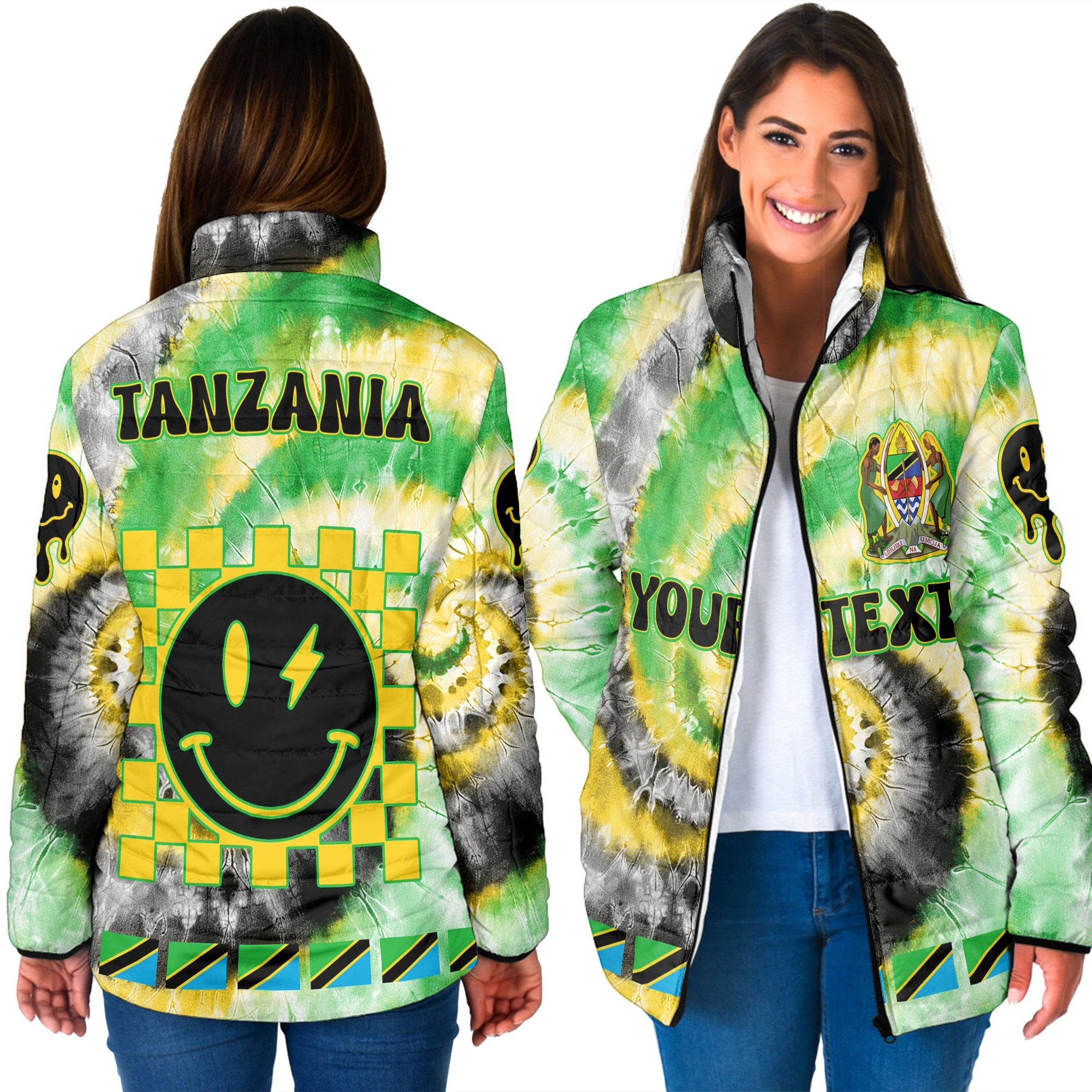 Tanzania Women Padded Jacket Custom Tie Dye Style 3