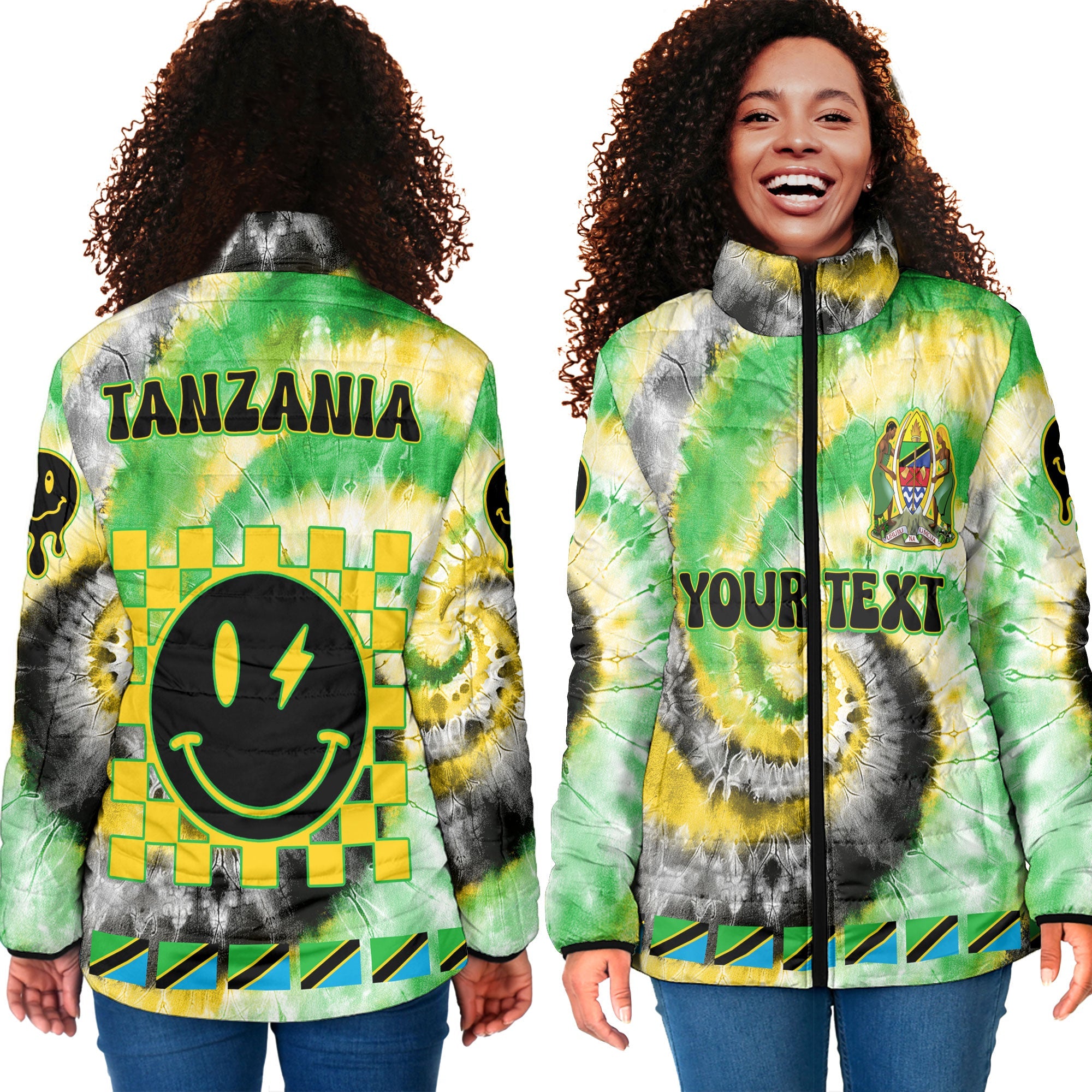 Tanzania Women Padded Jacket Custom Tie Dye Style 4