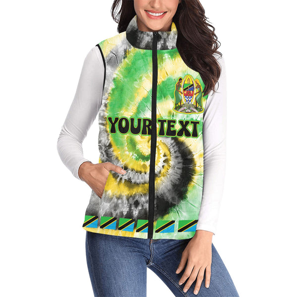 Tanzania Women Padded Jacket Vest Custom Tie Dye Style 1