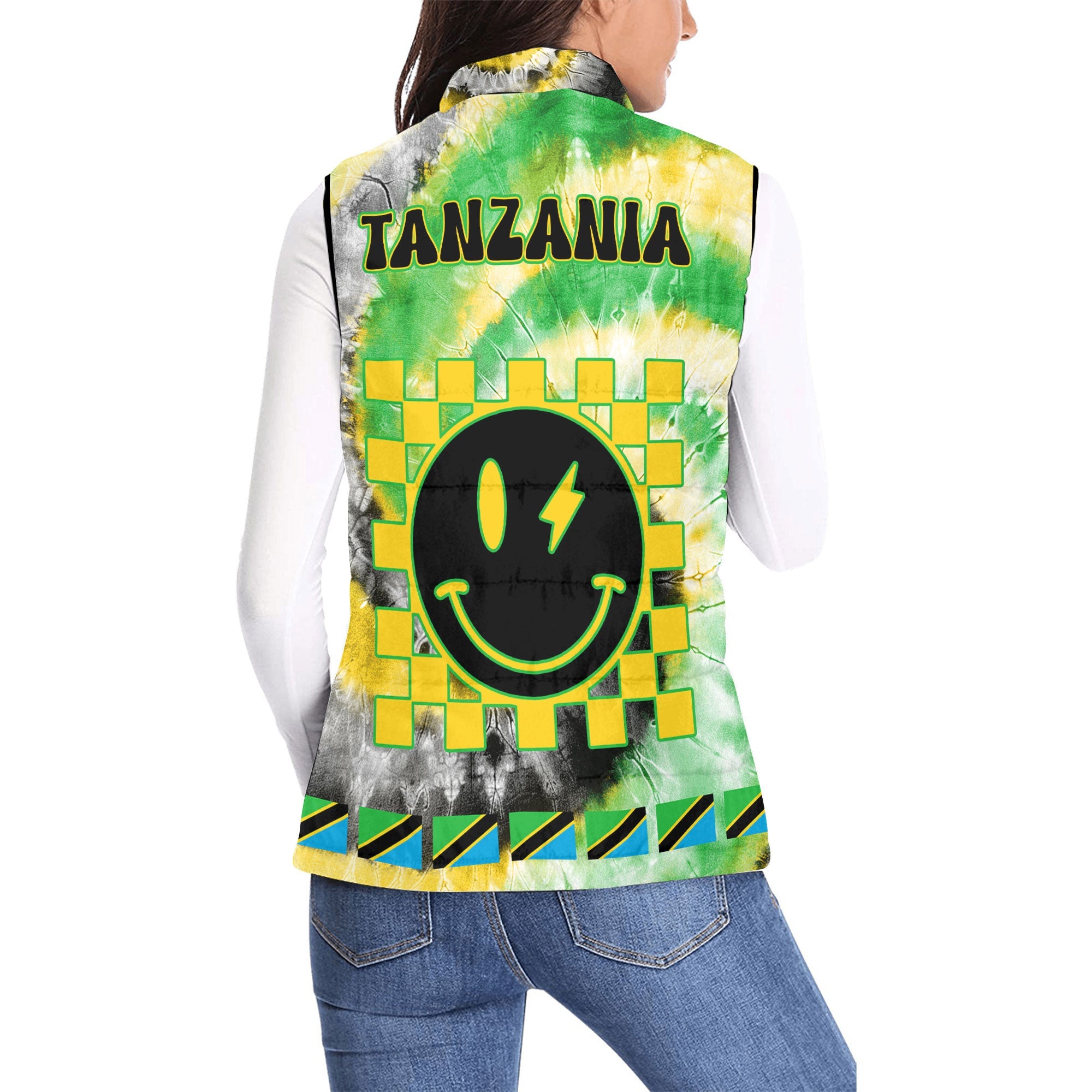 Tanzania Women Padded Jacket Vest Custom Tie Dye Style 2