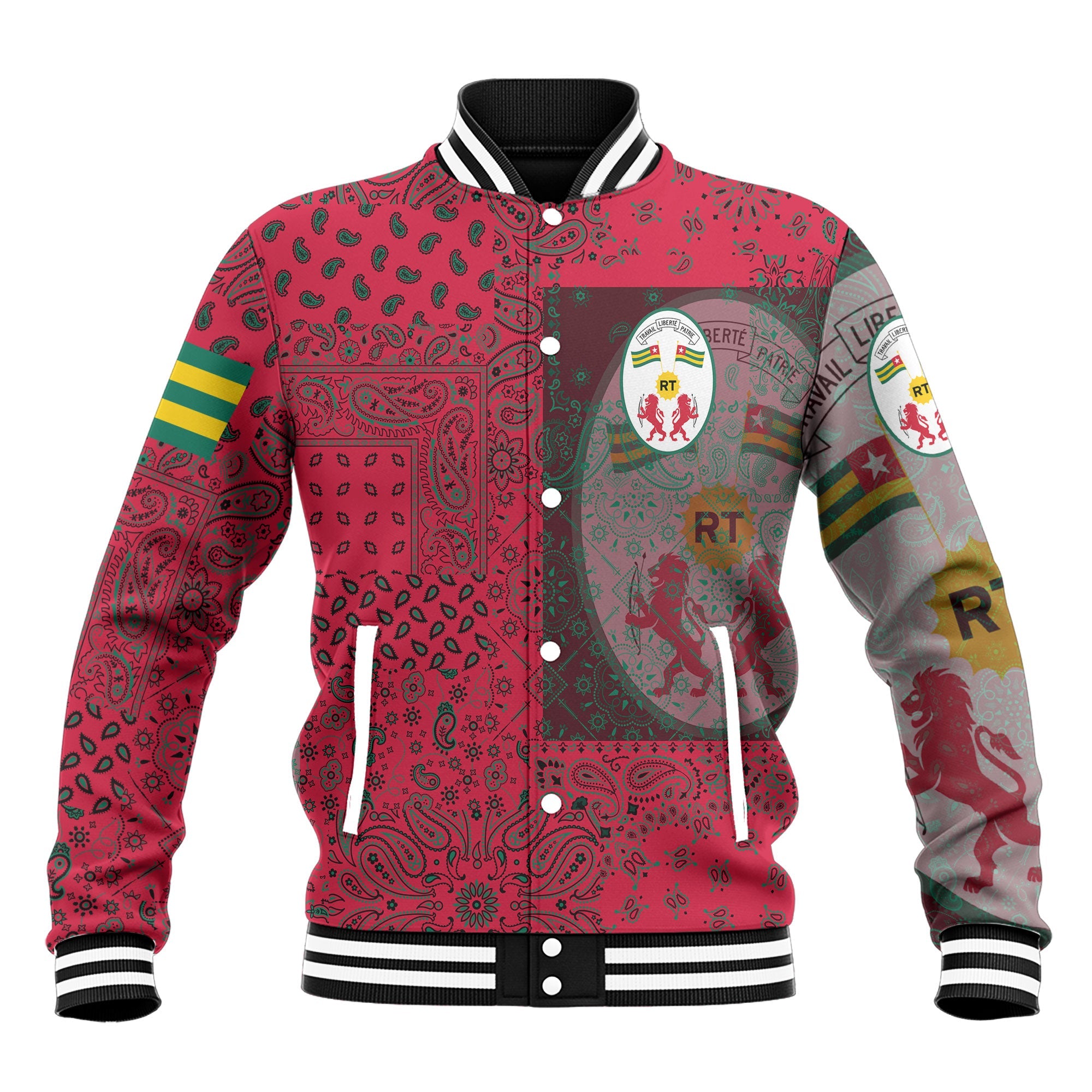 Togo Baseball Jacket Paisley Flag And Skull Style 2